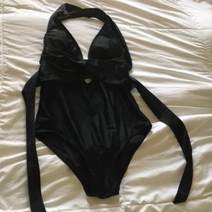 Black one-piece swim wear